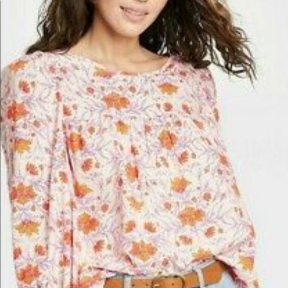Universal Thread Tops Universal Thread Pretty Pink And Orange Floral Blouse Poshmark